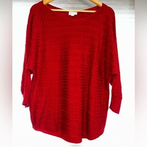 Market & Spruce Red Cable Knit Sweater